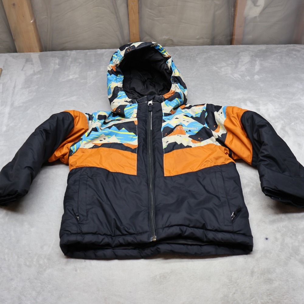 Columbia Jacket Boys XS 6/7 Black Geometric Lightning Lift II Insulated Ski Snow